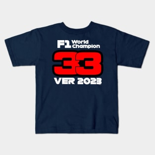 Max Verstappen 2023 F1 Champion White Text Kids T-Shirt